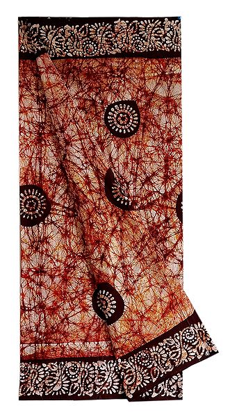 Printed Brown with Ivory Color Batik Cotton Lungi