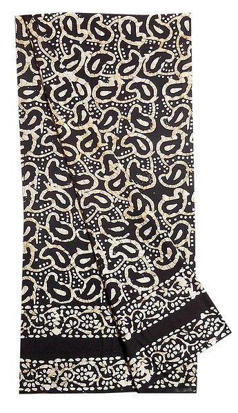 Batik Print on Black Cotton Lungi