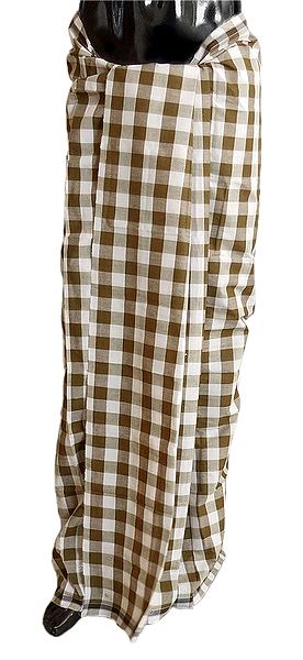 Brown with White Check Cotton Lungi