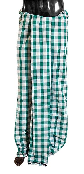 Cyan Blue with White Check Cotton Lungi