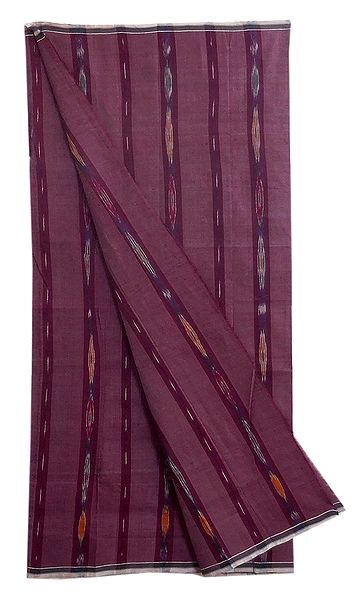 Cotton Lungi with ikkat Design on Maroon stripe