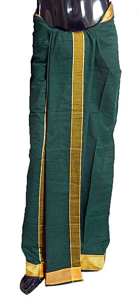 Green Cotton Lungi with Yellow Border
