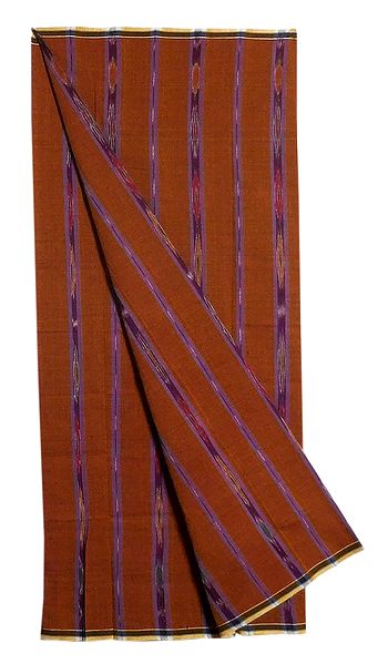 Saffron Cotton Lungi with ikkat Design