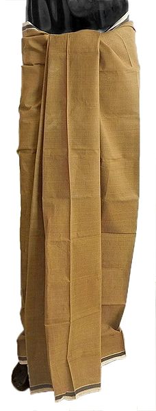 Brown Cotton Lungi with Black and White Border