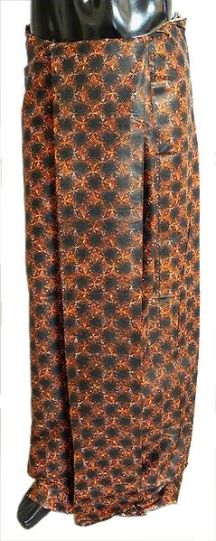 Saffron and Black Printed Cotton Lungi