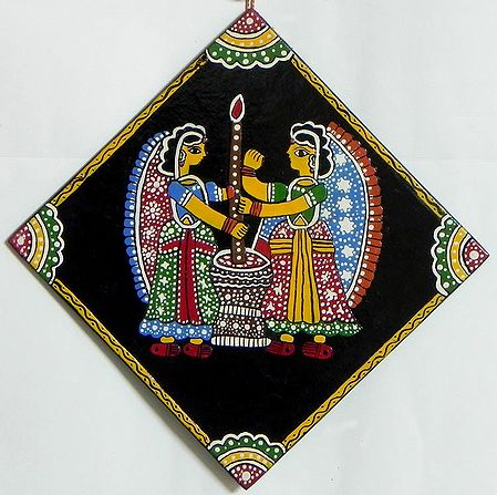 Village Women Grinding Spices - Wall Hanging