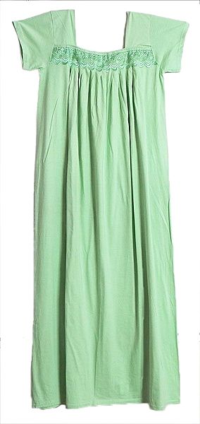 Light Green Maxi with Embroidered Net Neckline
