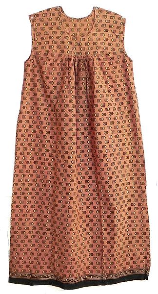 Brown Cotton Maxi with Black Print