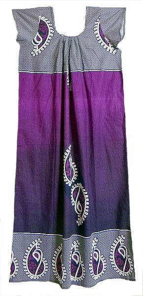 Purple and Black Print on Dark Purple Cotton Maxi