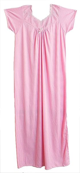 Pink and White Stripe Polyester Maxi