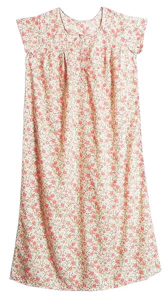 Light Saffron and Green Floral Print on Off-White Lizzy Bizzy Maxi