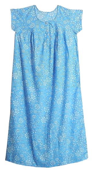 White Floral Print on Light Blue Lizzy Bizzy Maxi
