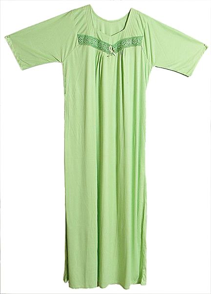 Satin Silk Light Green Night Gown