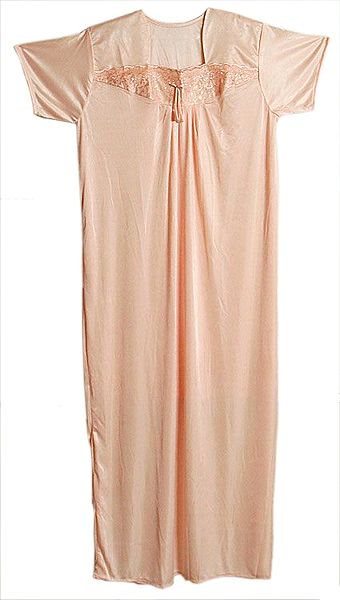 Satin Silk Light Peach Night Gown