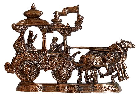 Krishna and Arjun on a Chariot - Wall Hanging with Stand