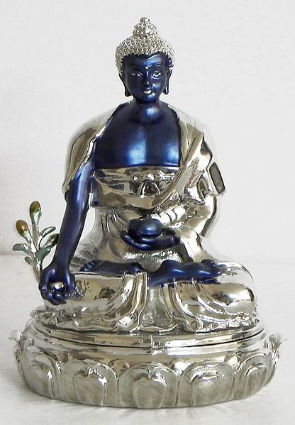 Silver Plated Blue Medicine Buddha