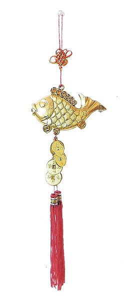 Feng Shui Fish with Coins Car Hanging - Wall Hanging