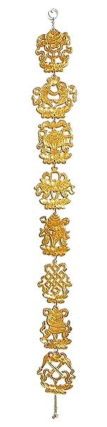 8 Symbols of Buddhism on Brass - Wall Hanging