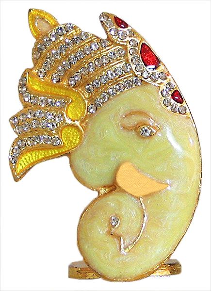 Stone Studded on Gold Plated King Ganesha