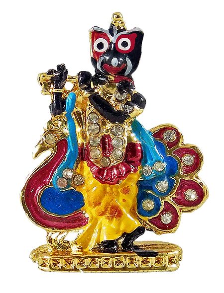Krishna as Jagannath with Peacock - For Car Dashboard