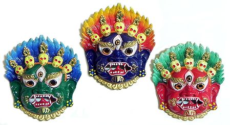 Set of Three Mahakal Face - Wall Hanging Mask