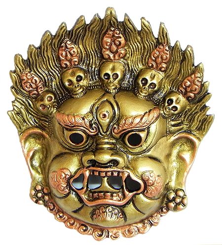 Wrathful Buddhist Deity Mahakala, the Protector of Dharma - Wall Hanging Mask