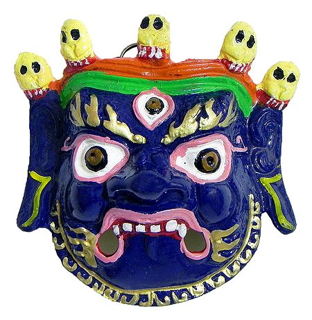 Wrathful Buddhist Deity Mahakala, the Protector of Dharma - Wall Hanging Mask