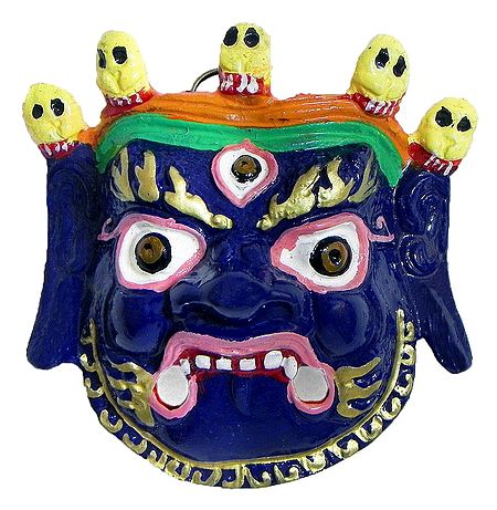 Wrathful Buddhist Deity Mahakala Metal Mask for Wall Decoration