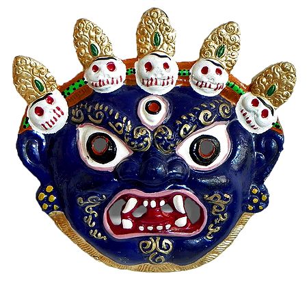 White Metal Wall Hanging Mahakala Mask for Decoration