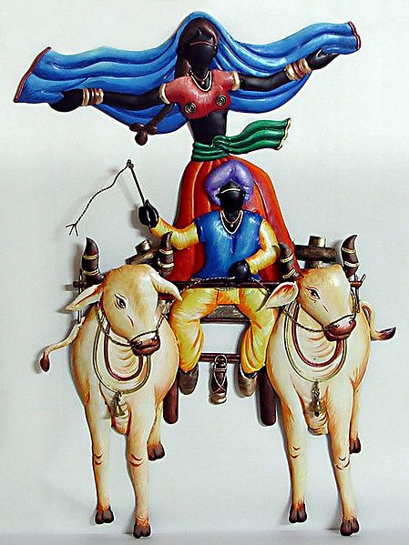 A Man and a Dancing Girl on a Bullock Cart  - Wall Hanging