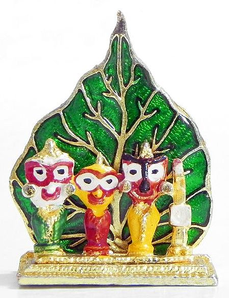 Jagannathdev,Balaram and Subhadra in Front of a Leaf