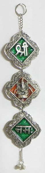 Sri, Ganesha and Namaha on Decorative Metal Plate