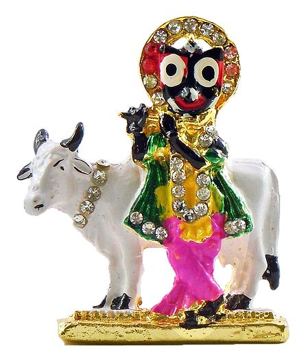 Jagannathdev as Krishna with Cow for Car Dashboard