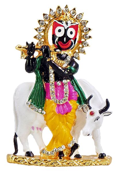 Lord Jagannath as Krishna with Cow