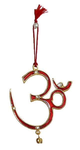 Red Lacquered on White Metal Om