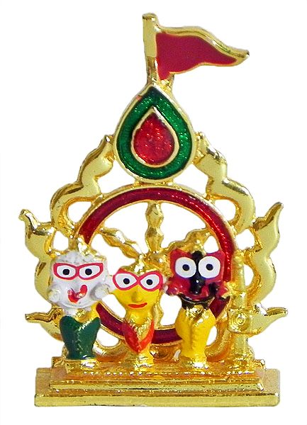 Jagannathdev, Balaram and Subhadra on a Throne