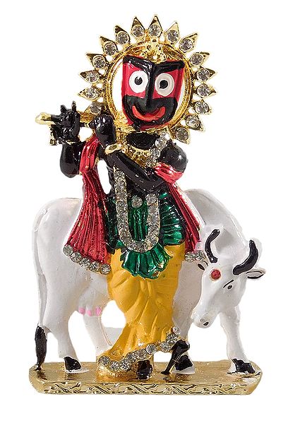 Krishna as Jagannath with Cow - For Car Dashboard