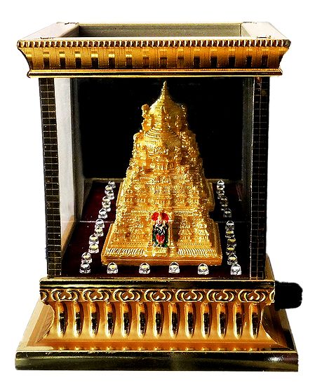 Golden Mandapam with Lights and Audio Mantra - Encased in Acrylic Box