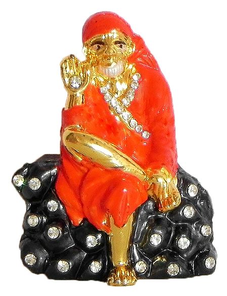 Stone Studded on Gold Plated Shirdi Sai Baba