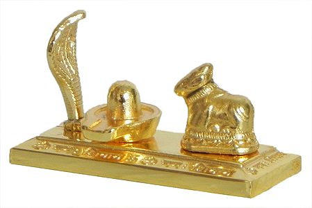 Golden Shiva Linga with Nandi and Snake