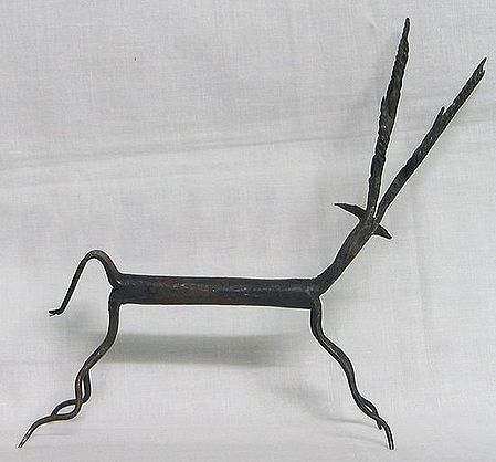 Tribal Forged Iron decoration piece - Deer with Twisted Horns