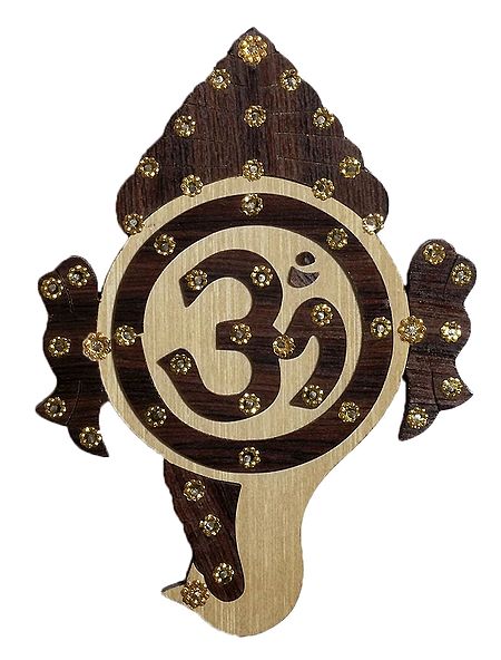 Wooden Om (Aum) on Conch - Wall Hanging