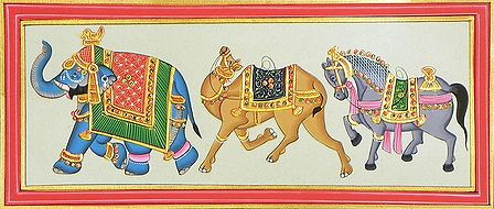 Decorated Camel, Horse and Elephant