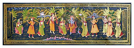 Krishna Entertaining Radha and Other Friends