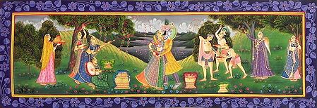 Gopis and Gopinis Playing Holi with Radha and Krishna