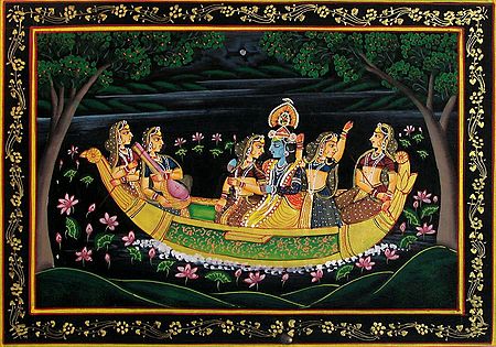 The Romantic Boat Ride of Radha and Krishna
