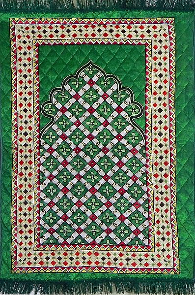 Green Velvet Islamic Namaz Mat