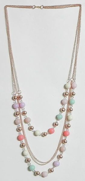 Three Layer Golden Chain with Bead Necklace