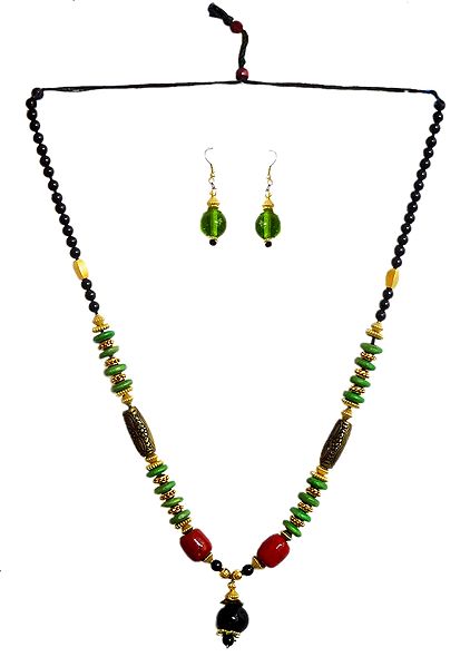 Wheel Bead Necklace with Earrings