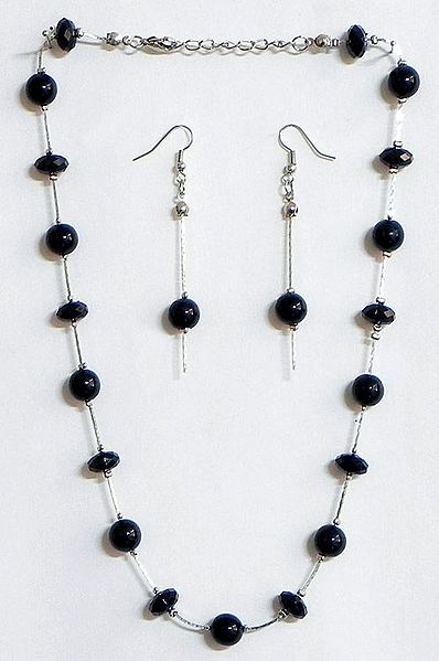 Black Bead Necklace Set